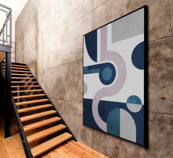 Quadro Abstrato Azul e Rosa